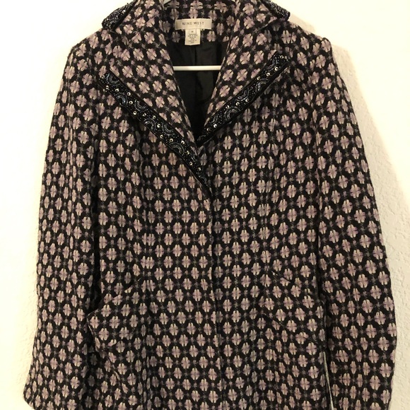 Nine West Jackets & Blazers - Nine West Purple/Black Long Coat